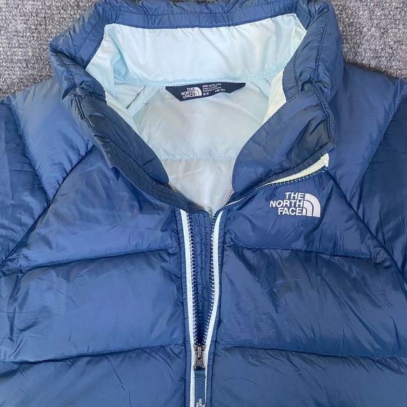 The North Face Girls 550 denier Puffer Jacket  blue size medium 10/12 - Picture 2 of 9